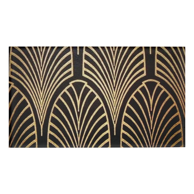 Art nouveau, art deco, fan pattern, bronze,gold,bl name tag (Front)