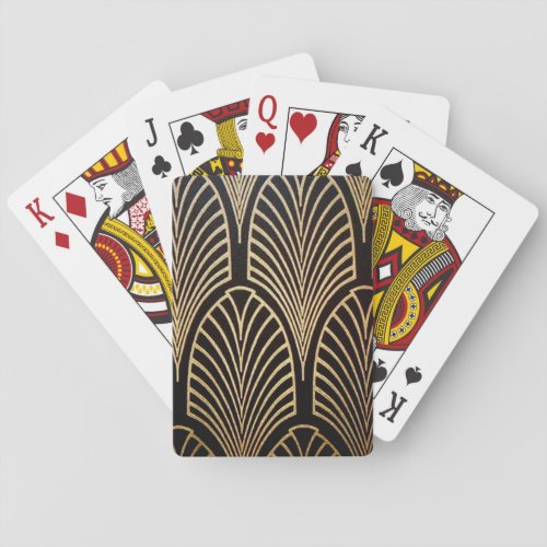 Art nouveau art deco fan pattern bronzegoldbl playing cards