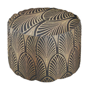 Art nouveau, art deco, fan pattern, bronze,gold,bl pouf