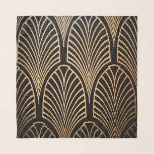 Art nouveau, art deco, fan pattern, bronze,gold,bl scarf