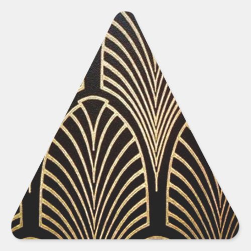 Art nouveau art deco fan pattern bronzegoldbl triangle sticker