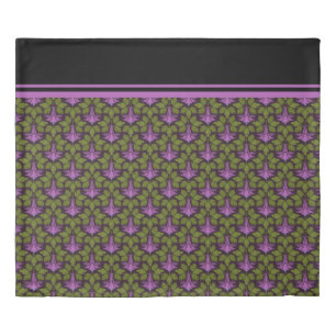 Art Nouveau Art Deco Purple Floral on Black Design Duvet Cover