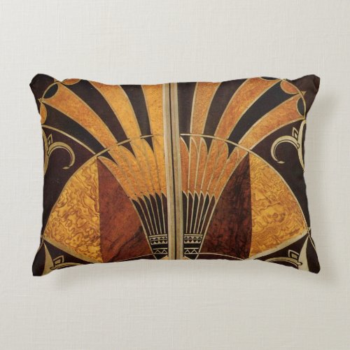 art Nouveauart deco vintage multi wood colours Accent Pillow