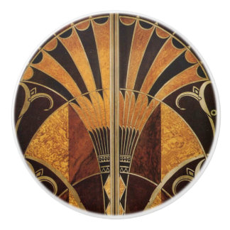 art Nouveau,art deco, vintage, multi wood colours, Ceramic Knob