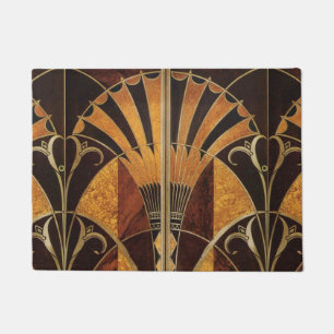art Nouveau,art deco, vintage, multi wood colours, Doormat