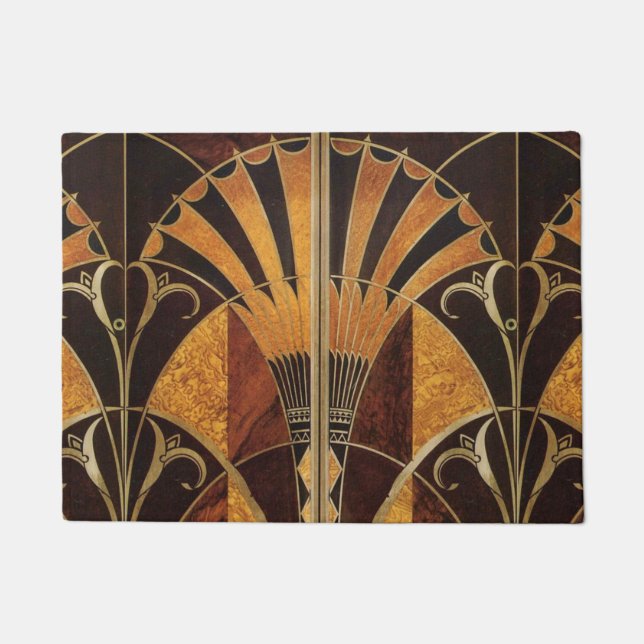 art Nouveau,art deco, vintage, multi wood colours, Doormat (Front)