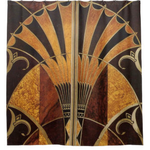art Nouveau,art deco, vintage, multi wood colours, Shower Curtain