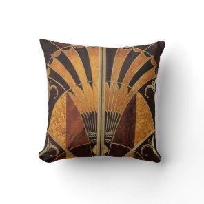 art Nouveau,art deco, vintage, multi wood colours, Throw Pillow