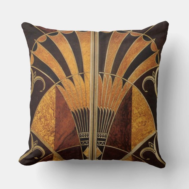 art Nouveau,art deco, vintage, multi wood colours, Throw Pillow (Front)