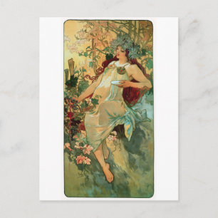Art Nouveau ~ Autumn by Alphonse Mucha Postcard
