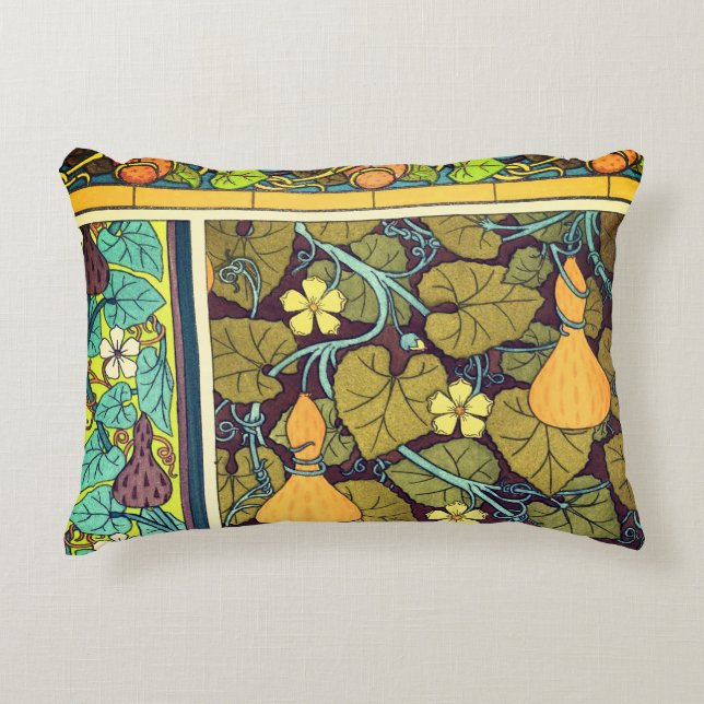 Art nouveau autumn floral elegant gourd purple  accent pillow (Front)
