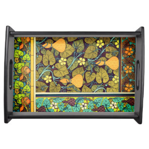 Art nouveau autumn floral elegant gourd purple  serving tray