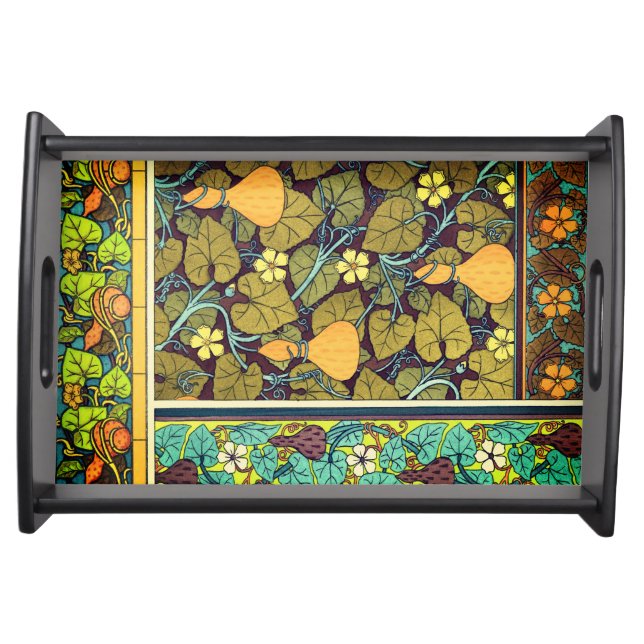 Art nouveau autumn floral elegant gourd purple  serving tray (Front)