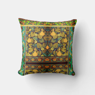 Art nouveau autumn floral elegant gourd purple throw pillow