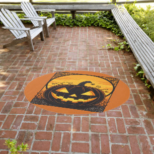 Art Nouveau Autumn Gothic Jack O Lantern Outdoor Rug
