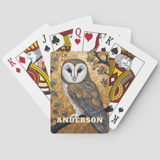 Art Nouveau Barn Owl Poker Cards (Back)