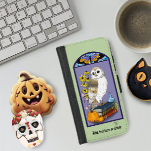 Art Nouveau Barn Owl Pumpkins Books Autumn  iPhone 8/7 Wallet Case