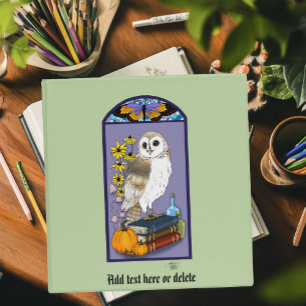 Art Nouveau Barn Owl Pumpkins Vintage Books Autumn 3 Ring Binder
