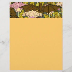 Art Nouveau Bats and Flowers Lettterhead