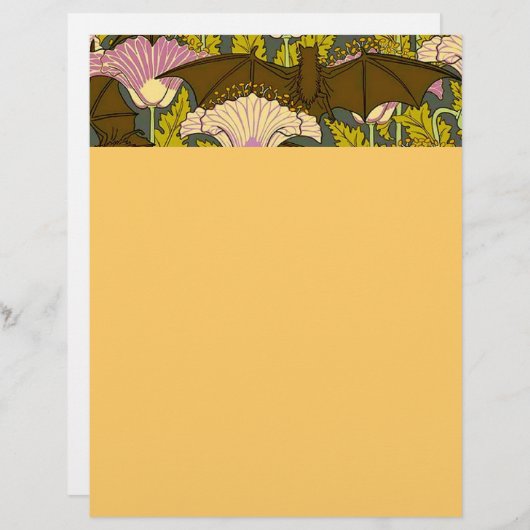 Art Nouveau Bats and Flowers Lettterhead (Front/Back)