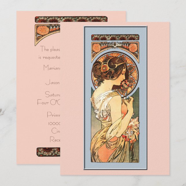 Art Nouveau Beautiful Bride Wedding Invitation (Front/Back)