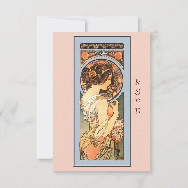 Art Nouveau Beautiful Bride Wedding RSVP Card (Front)