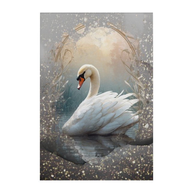 *~* Art Nouveau Beautiful SC1 Glitter White Swan (Front)