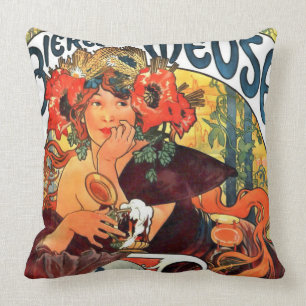 Art Nouveau Beer Ad 1897 Throw Pillow
