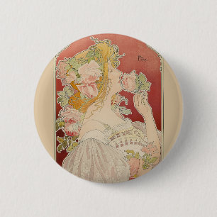 Art Nouveau Belle Époque Lady Roses Livemont Button