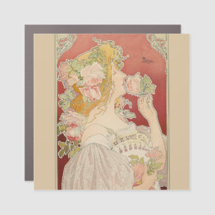 Art Nouveau Belle Époque Lady Roses Livemont Car Magnet