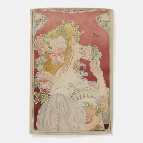 Art Nouveau Belle Époque Lady Roses Livemont Garden Flag