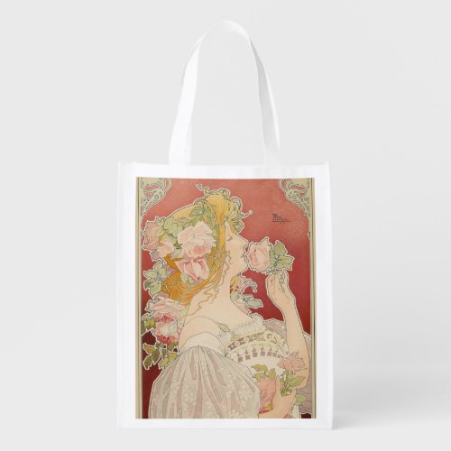 Art Nouveau Belle Époque Lady Roses Livemont Grocery Bag