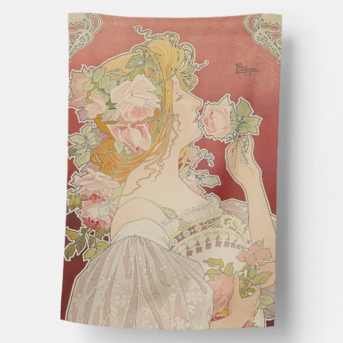 Art Nouveau Belle Époque Lady Roses Livemont House Flag