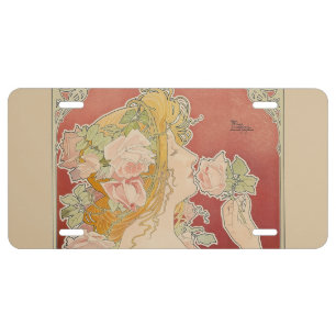 Art Nouveau Belle Époque Lady Roses Livemont License Plate