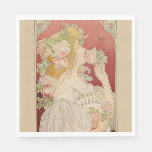 Art Nouveau Belle Époque Lady Roses Livemont Napkins