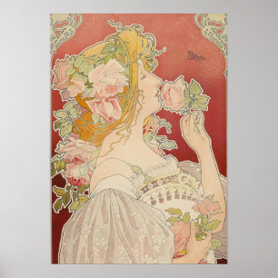 Art Nouveau Belle Époque Lady Roses Livemont Poster