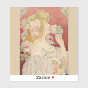 Art Nouveau Belle Époque Lady Roses Livemont Sticker