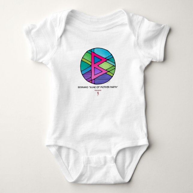 Art Nouveau Berkano Rune of Mother Earth Baby Bodysuit (Front)
