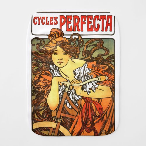 Art Nouveau Bicycle Mucha Art Baby Burp Cloth