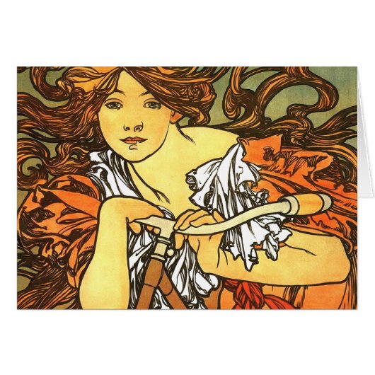 Art Nouveau Bicycle Mucha Art Cards (Front Horizontal)