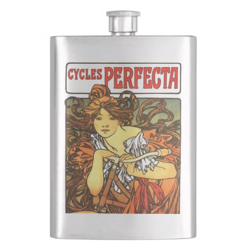 Art Nouveau Bicycle Mucha Art Flask