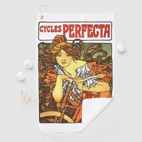 Art Nouveau Bicycle Mucha Art Golf Towel