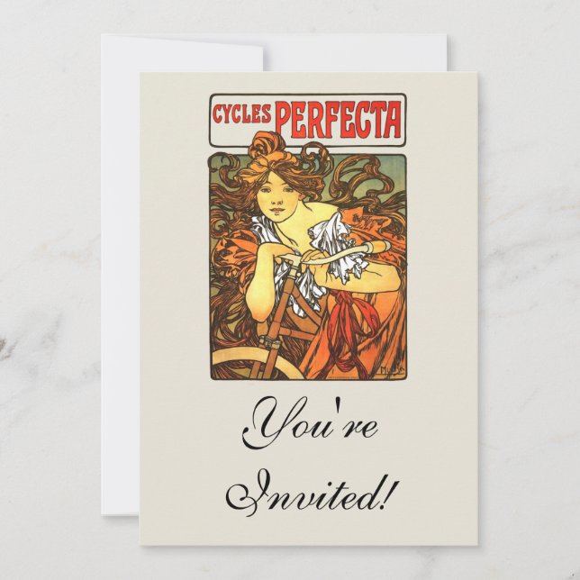 Art Nouveau Bicycle Mucha Art Invitation (Front)