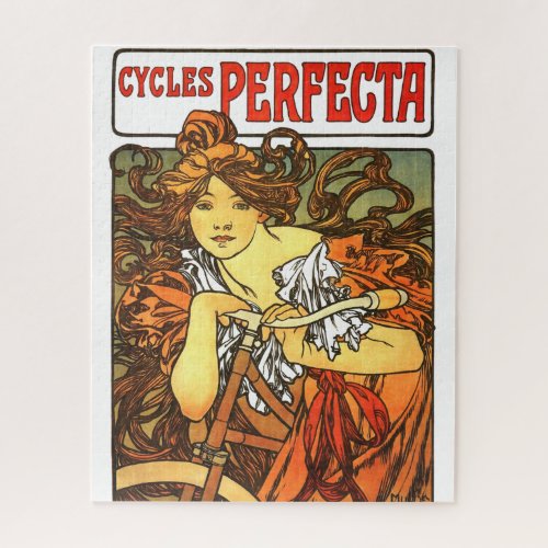 Art Nouveau Bicycle Mucha Art Jigsaw Puzzle