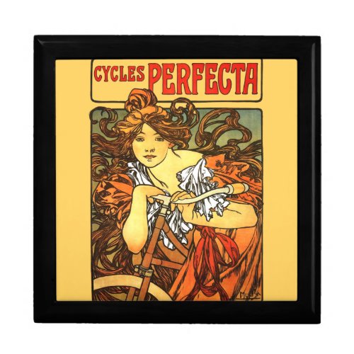 Art Nouveau Bicycle Mucha Art Keepsake Box