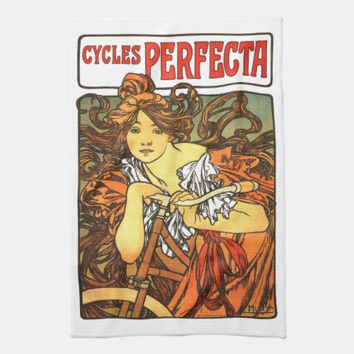 Art Nouveau Bicycle Mucha Art Kitchen Towel