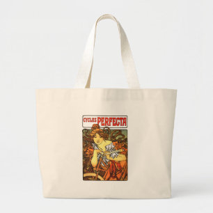 Art Nouveau Bicycle Mucha Art Large Tote Bag