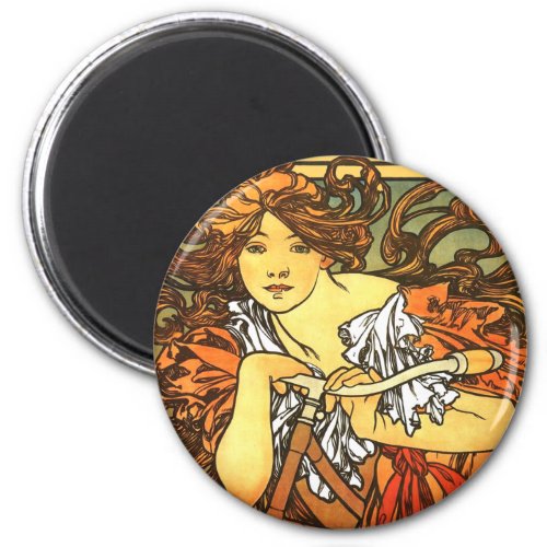 Art Nouveau Bicycle Mucha Art Magnet