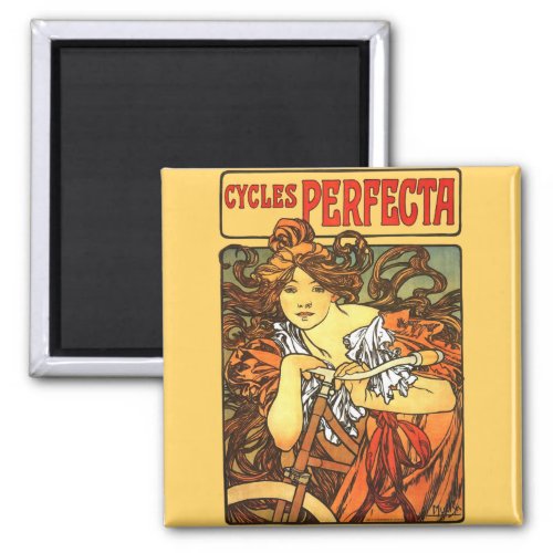 Art Nouveau Bicycle Mucha Art Magnet