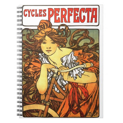 Art Nouveau Bicycle Mucha Art Notebook